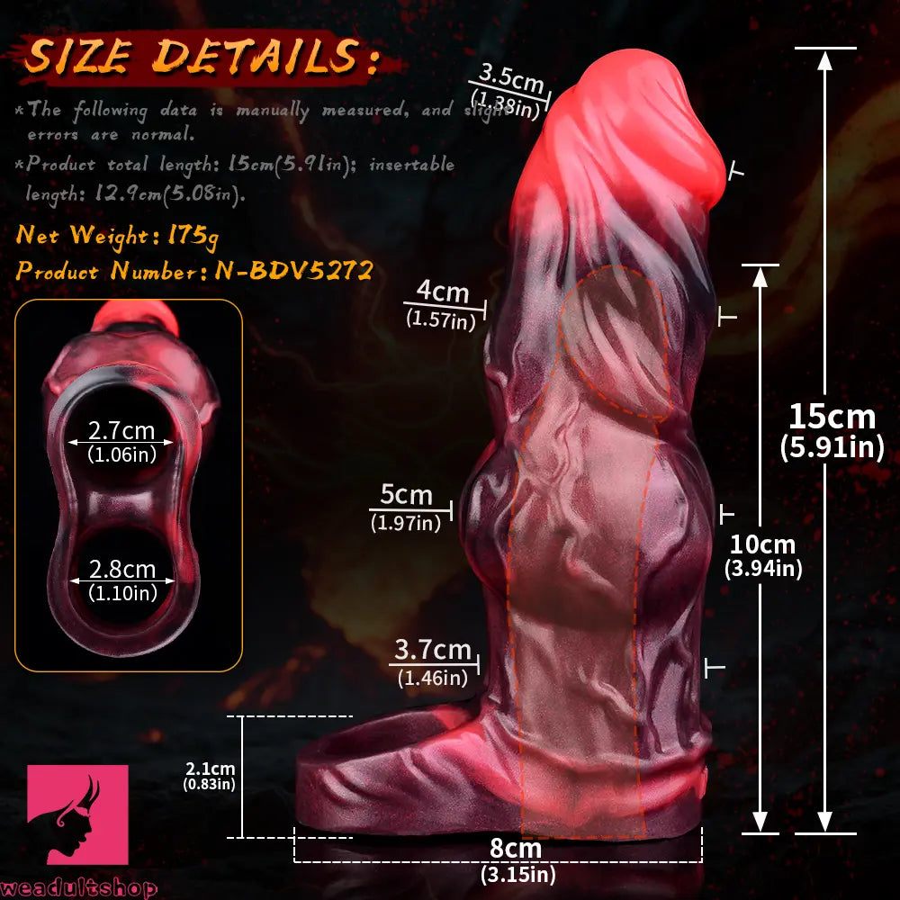 5.91in Silicone Dog Cock Sleeve Knot Dildo Vibrating Dildo With Cock Ring