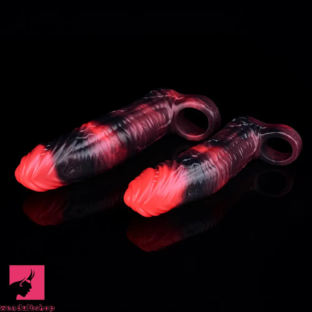 5.98in 7.09in Silicone Cock Sleeve Soft Vibrating Uncut Hollow Dildo For Clit