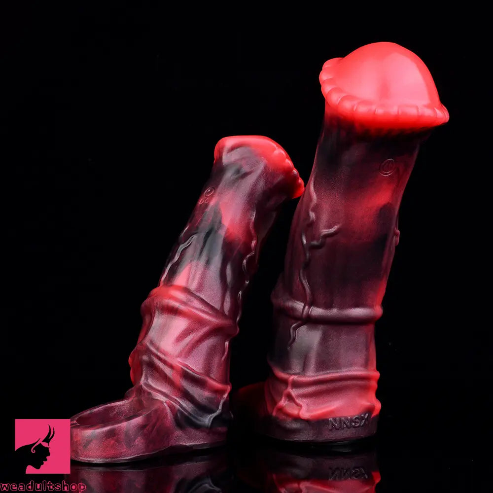 5.58in 7.17in Silicone Horse Penis Sleeve Cock Ring Hollow Vibrating Dildo