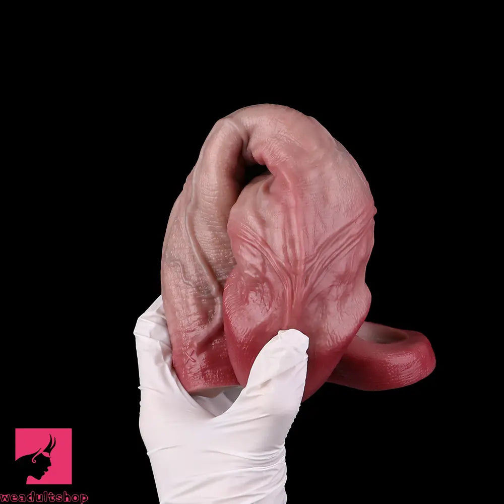 8.82in Blue Veins Hollow Dildo Cock Sleeve With Cock Ring For Vagina Clit