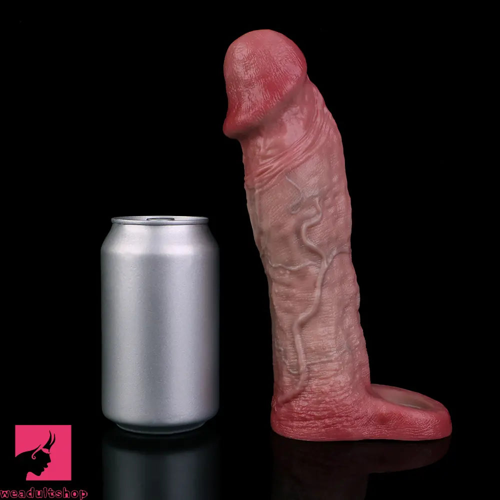 8.82in Blue Veins Hollow Dildo Cock Sleeve With Cock Ring For Vagina Clit