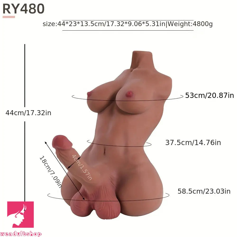 7.09in Realistic Dildo With Shemale Torso Sex Doll Big Boobs Anal Game