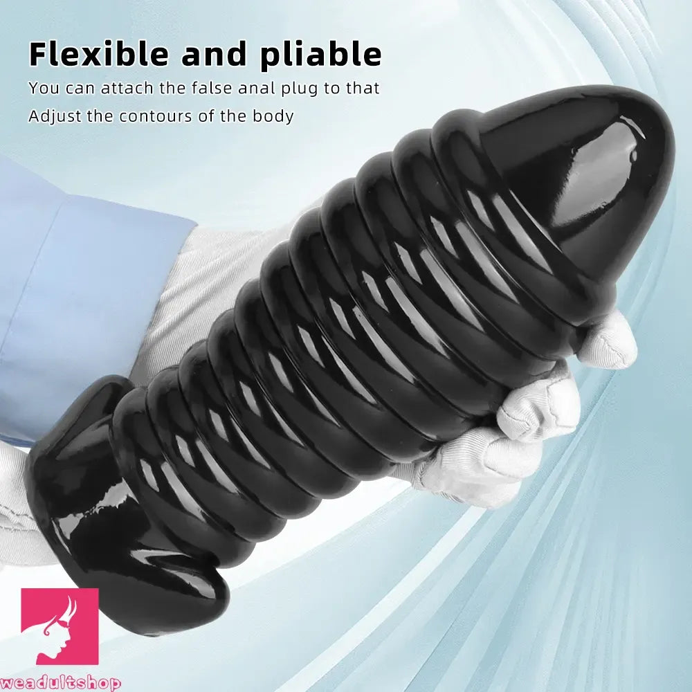 5.11in 7.08in 9.05in Dragon Egg Thread PVC Black Toy Big Butt Plug Dildo