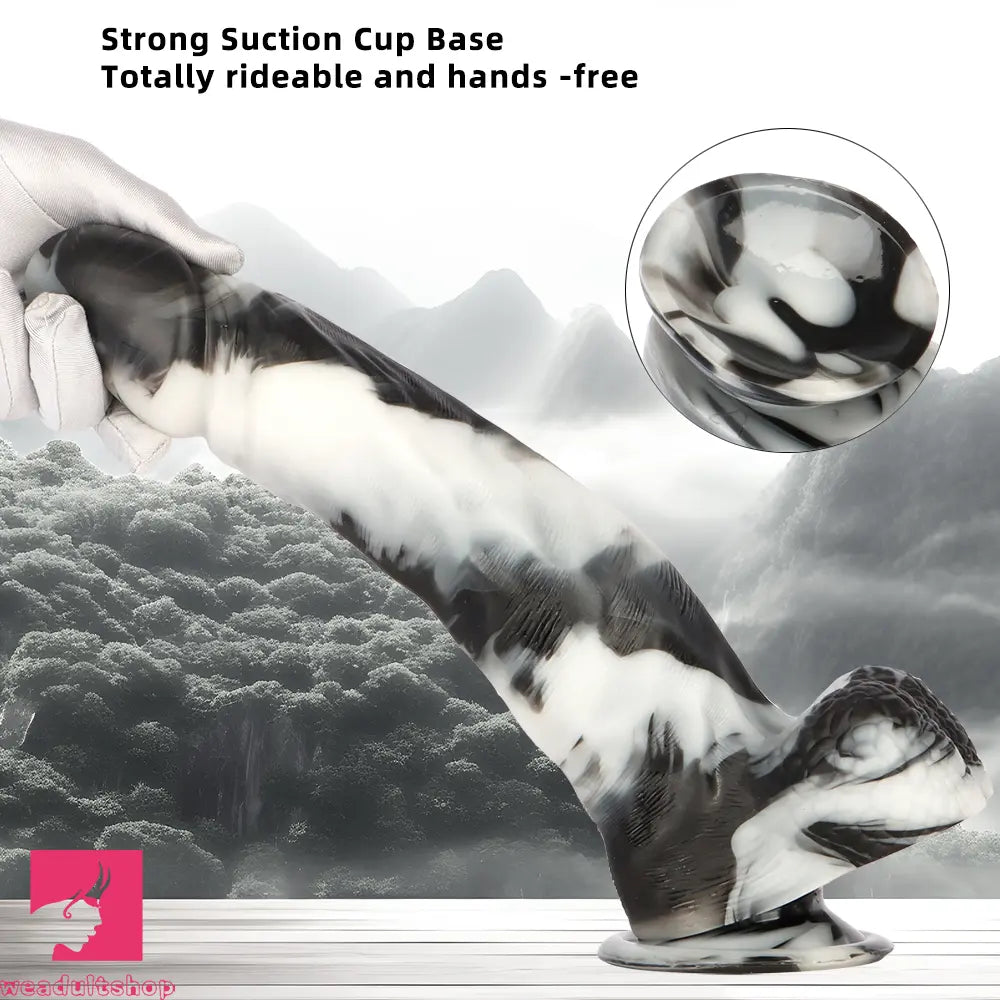 13.38in Black White Mixed Color PVC Extra Huge Long Thick Male Dildo