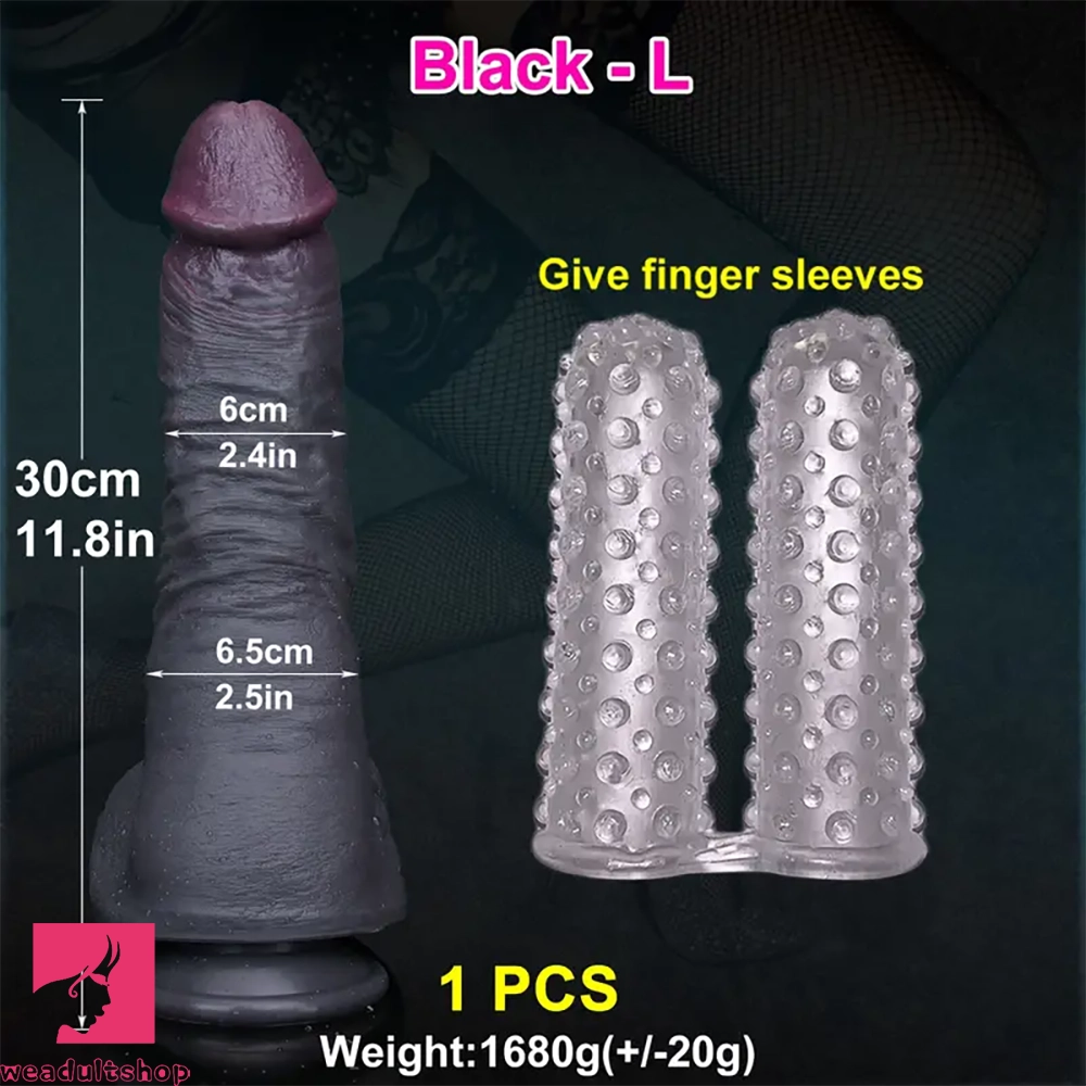 11.8in Huge Soft Lifelike Real Skin Thick Cock Double Layer Massage Dildo