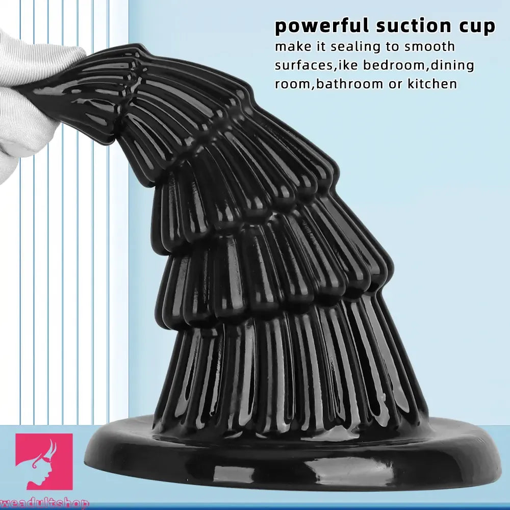 7.67in Christmas Tree PVC Black Extra Butt Plug Cock Dildo With Suction Cup