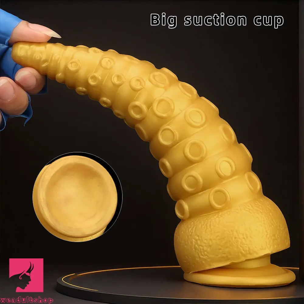 6.1in 6.88in 8.26in 8.66in Gold Silicone Multi-size Octopus Thick Sex Dildo