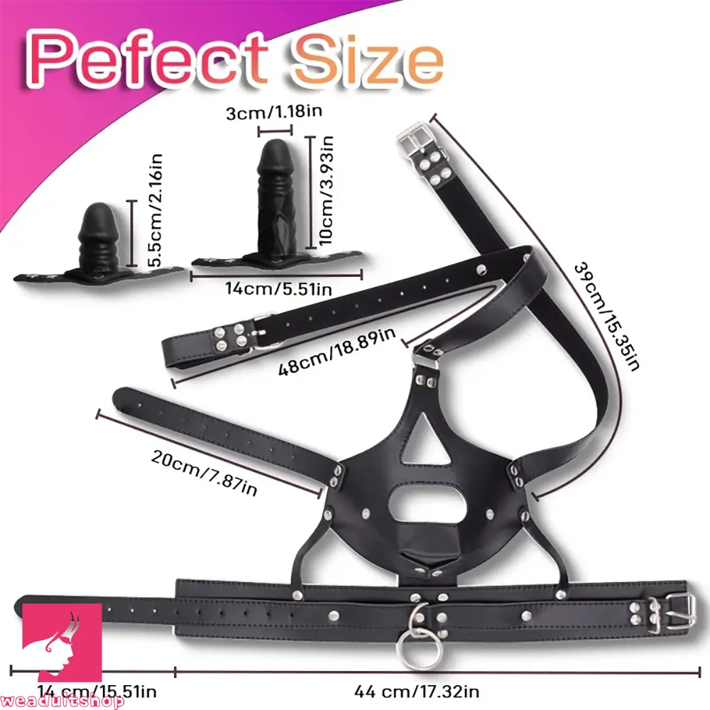 2.26in 3.93in Head-mounted Mouth Gag Face Dildo SM Adult Toy For SM