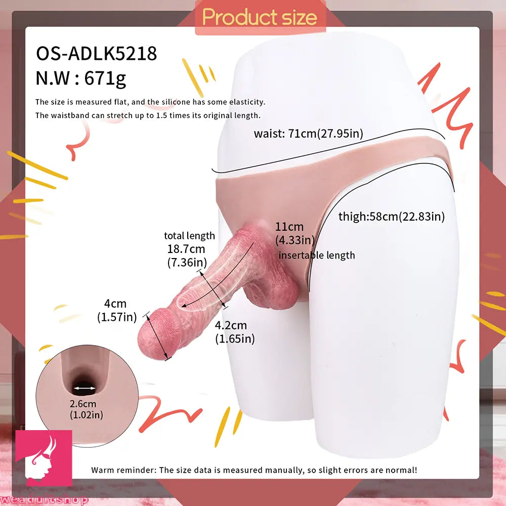 7.36in Hollow Strap on Dildo Panty With Realistic Skin Texture Pleasure