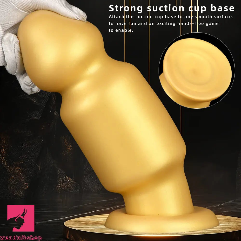 7.87in 11.22in Golden Silicone Soft Big Anal Plug Dildo For Clit Expansion