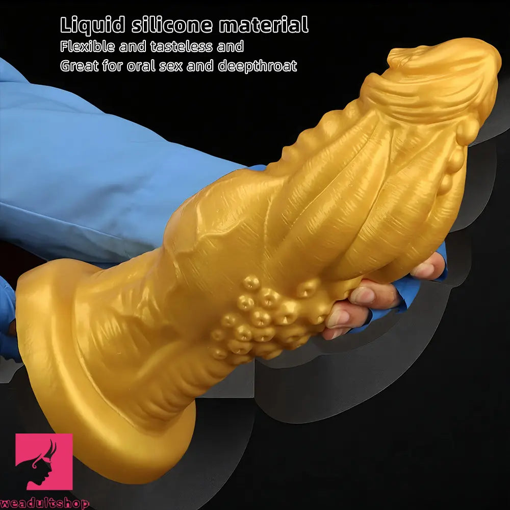 8.66in 9.06in 9.84in 11.42in 12.4in Golden Silicone Fantasy Soft Anal Dildo