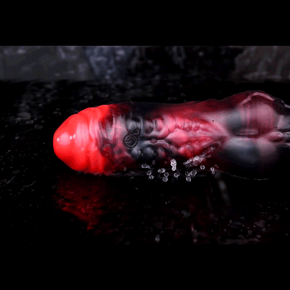 5.91in Silicone Vibrating Dog Tentacle Dildo Sleeve Knot Dildo With Cock Ring