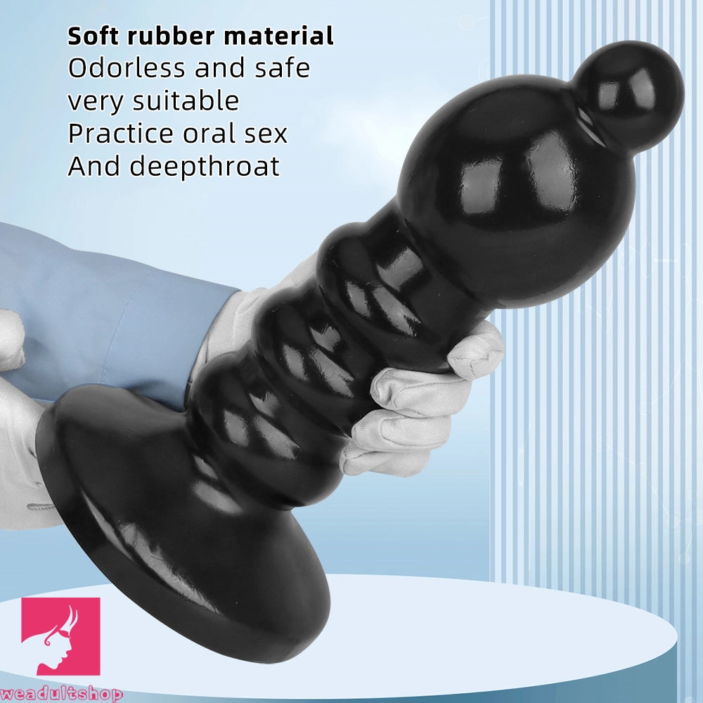 12.6in Black Pull Beads Thick Big Head Penis Anal Plug PVC Cock Dildo
