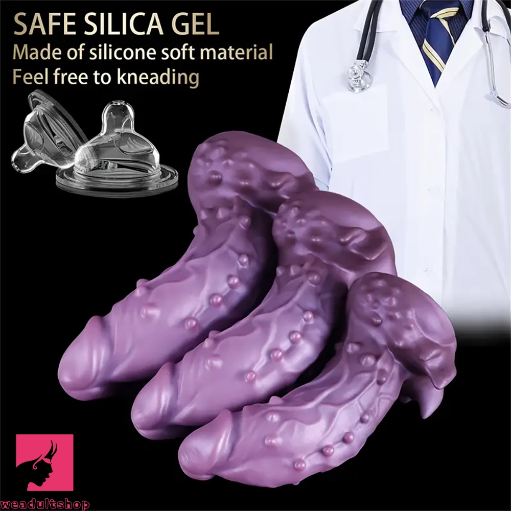 6.49in 7.67in 8.85in Purple Monster Big Flexible Barbed Alien Odd Dildo