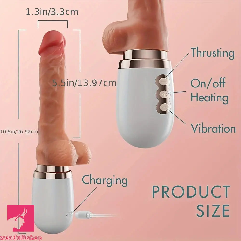 10.6in Realistic Thrusting Dildo Vibrator with Handle Sucker Fuck Machine