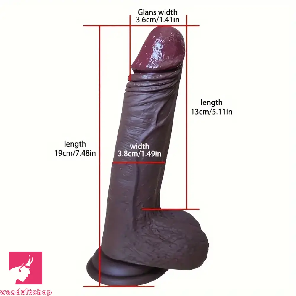 7.48in Ebony Real Dildo Silicone Soft Adult Fake Penis Anal Sex Toy