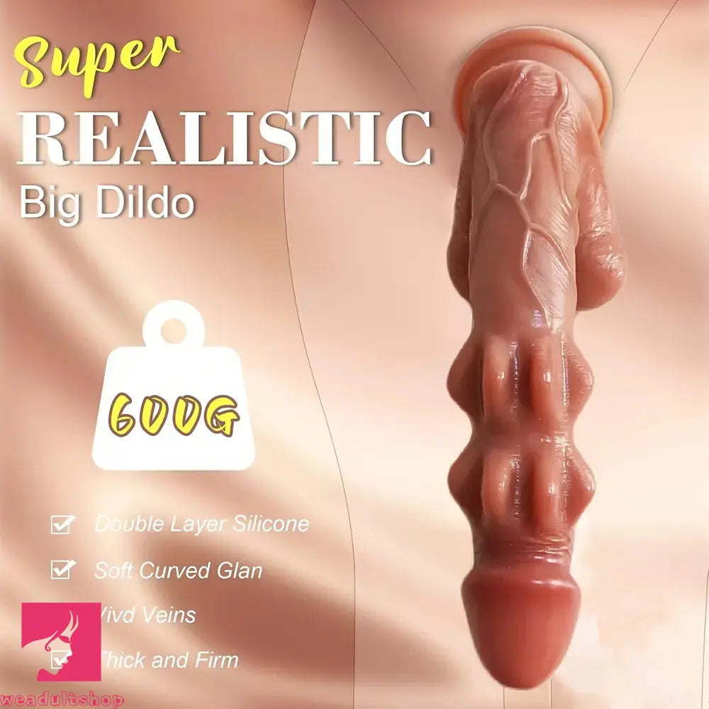 9.8in Double Layer Silicone Fantasy Soft Realistic Hands-free Game Dildo