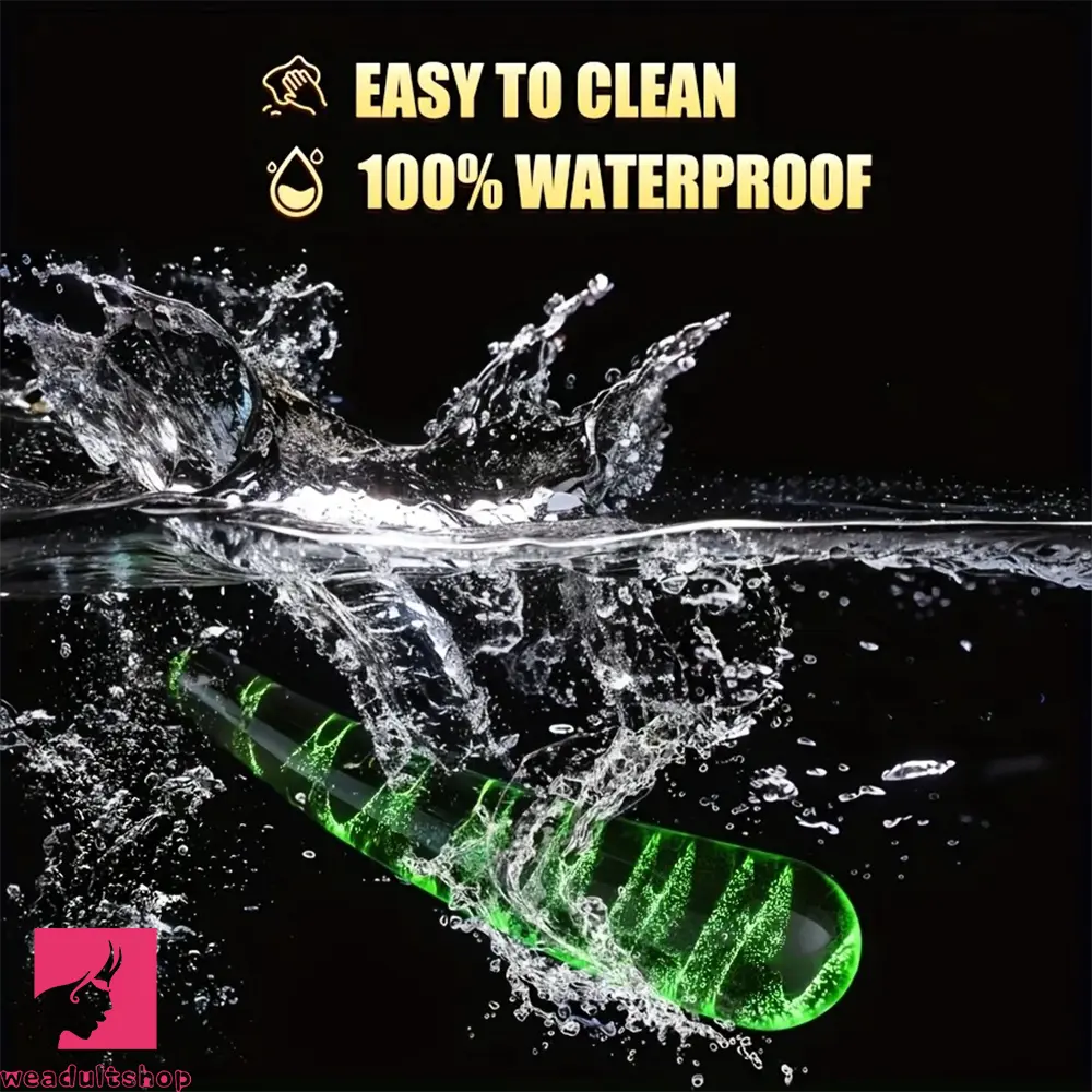 6.69in Fluorescent Glass Nighttime Glow-in-the-Dark Real G Spot Dildo