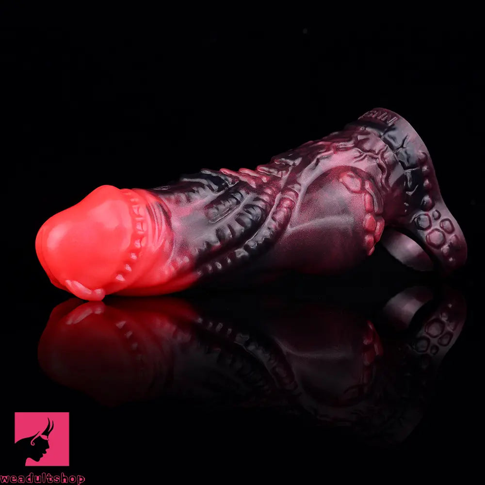 5.98in Silicone Dog Cock Hollow Sleeve Knot Dildo With Cock Ring For Clit