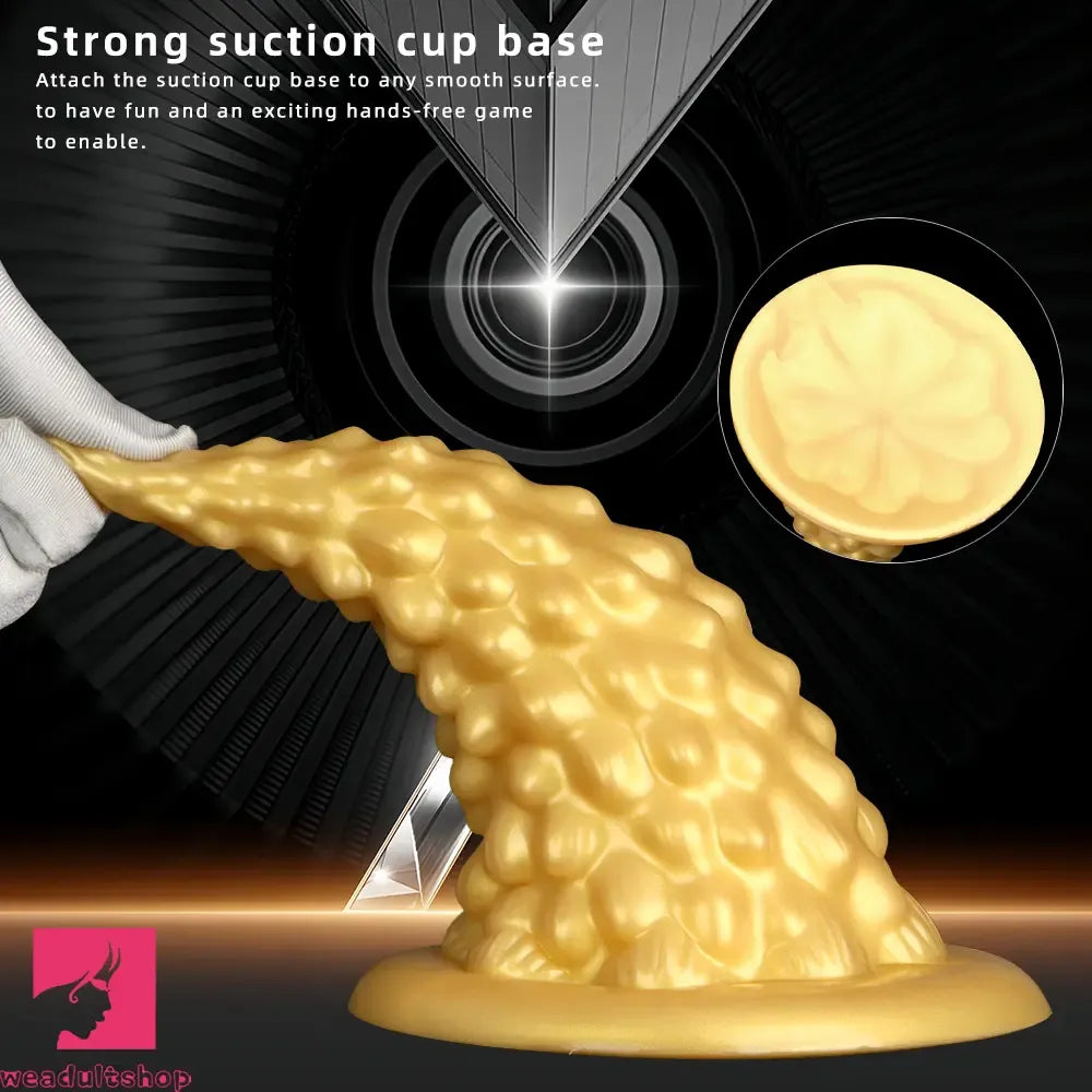 7.87in Golden Silicone Soft Anal Plug Clit Expansion Suction Cup Dildo