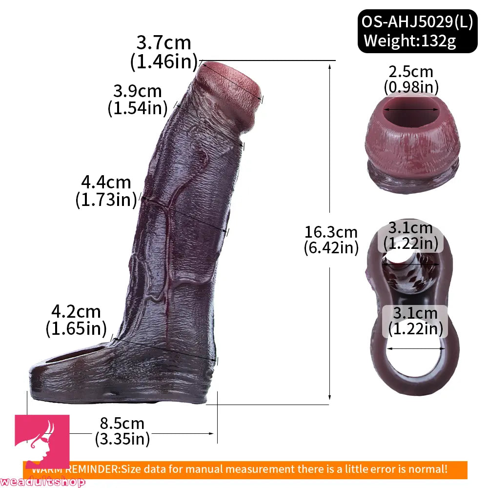 4.13in 4.8in 6.42in Real Skin Platinum Silicone Dildo Sleeve Male Cock Sex Toy