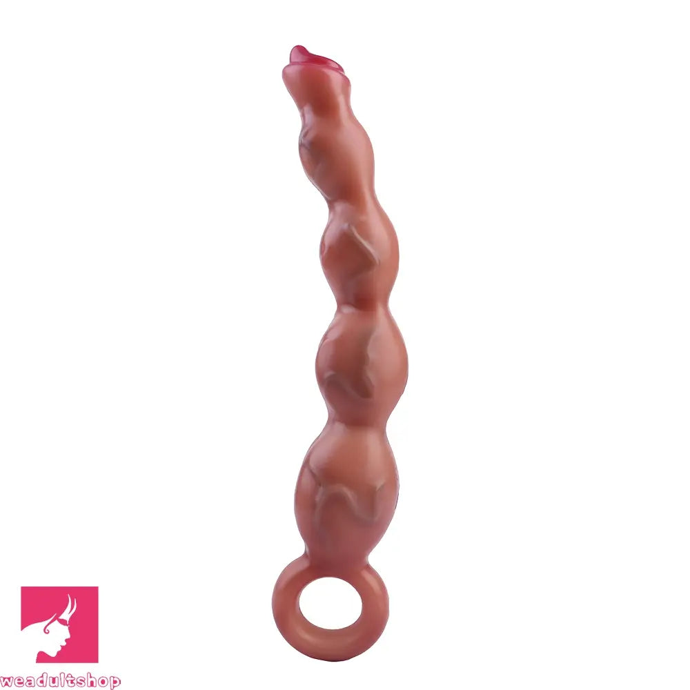 9.8in Big Vibrating Silicone Soft Pulling Beads Cock Dildo With 3 Motors