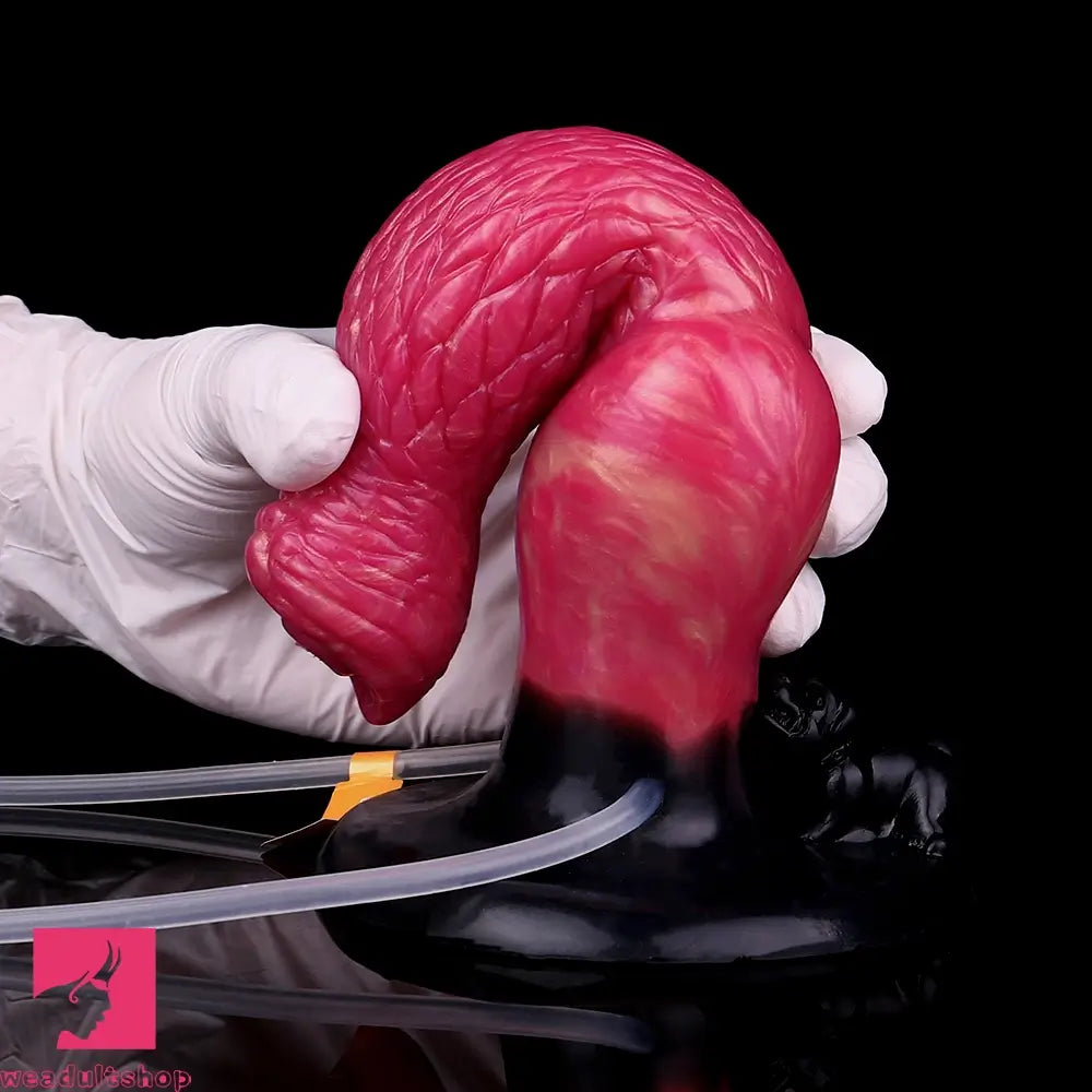 8.54in Fantasy Knotted Silicone Soft Big Dildo Ejaculating Penis Cock Toy