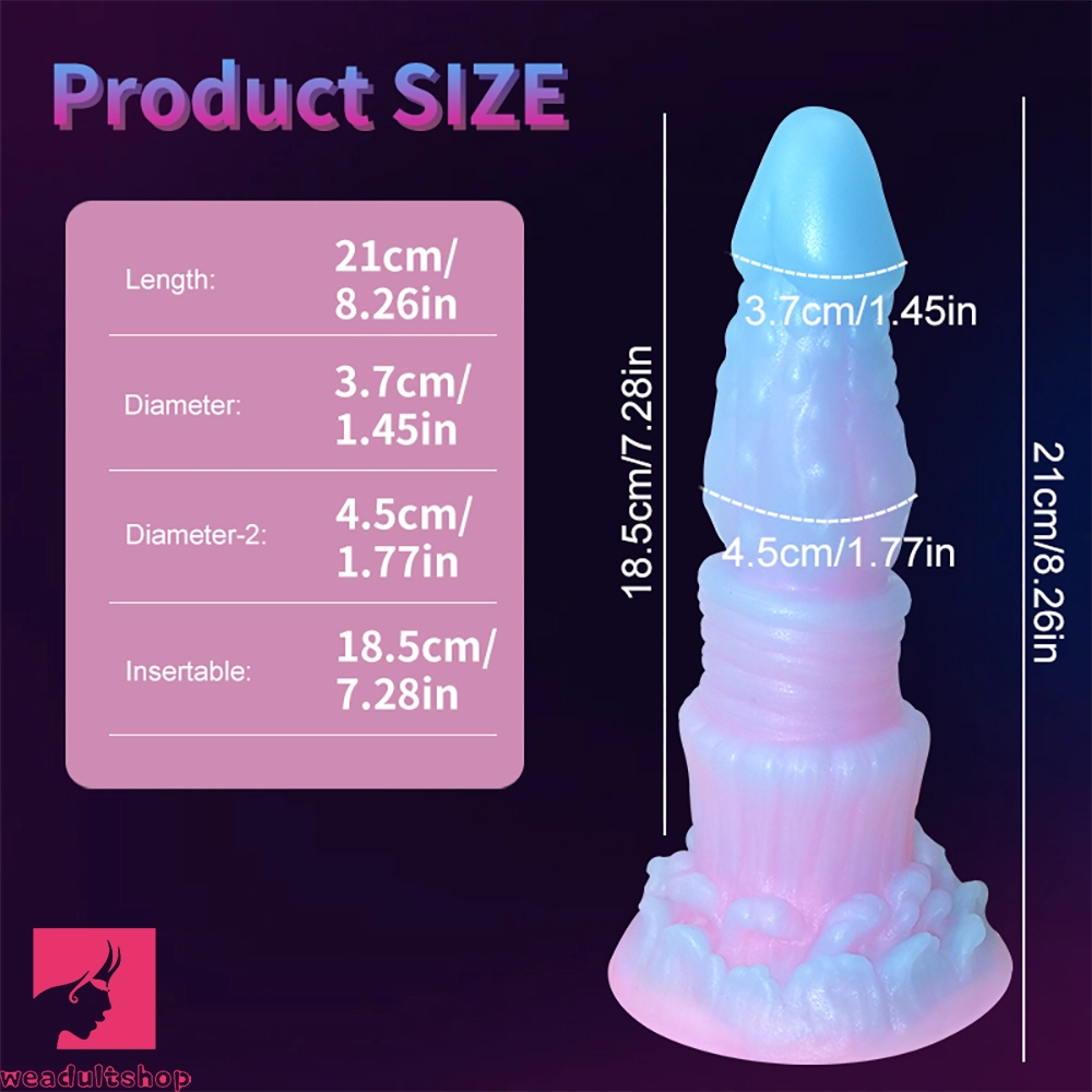 8.26in Silicone Soft Luminous Fantasy Dildo Woman Man Prostate Sex Toy