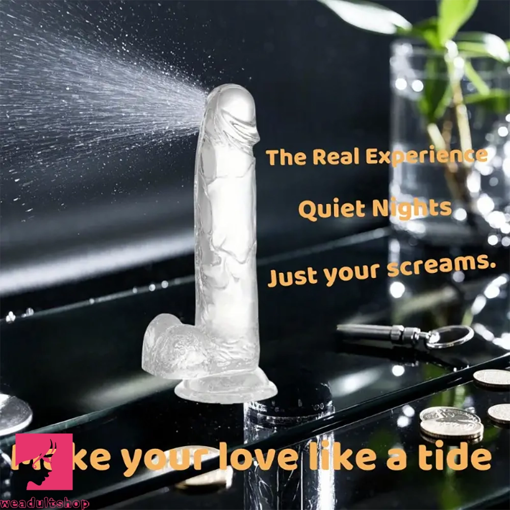 7.09in Clear Dildo With Suction Cup For Hands-free Play Adult Love Toy