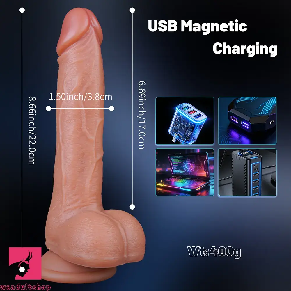 8.66in 7*10 Thrusting Vibrating Modes Automatic Heating Cock Male Dildo
