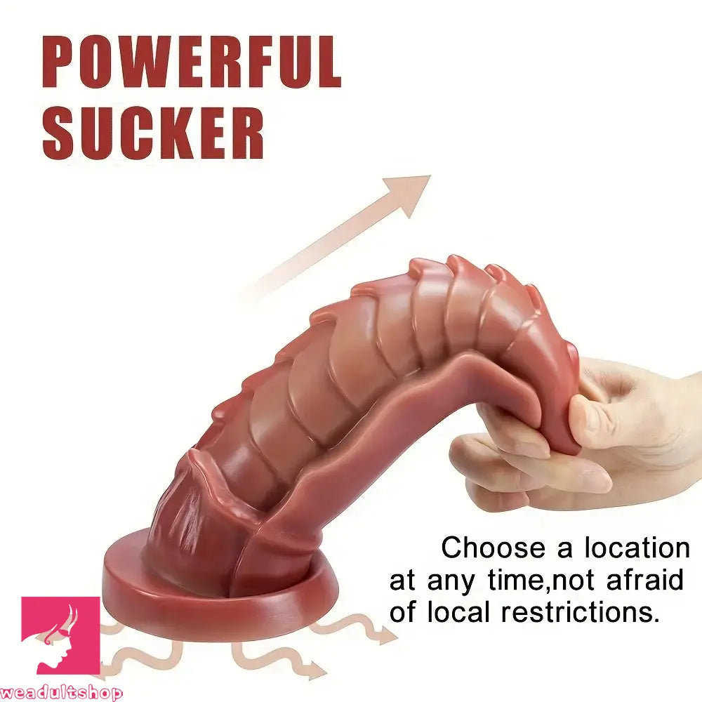 8.66in Ergonomic Beetle Gradient Scales Silicone Dildo Couple Masturbator