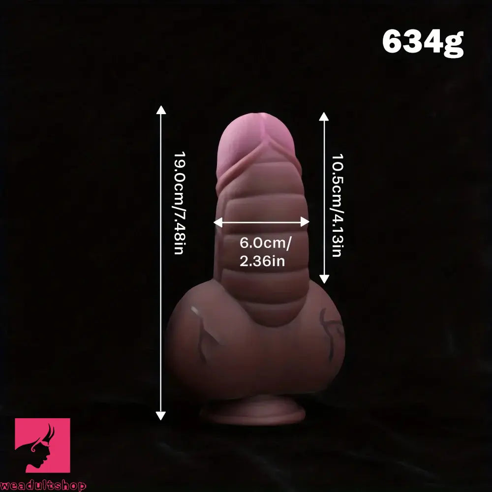 7.48in Realistic Fantasy Penis Liquid Silicone Soft Odd Fat Thick Dildo