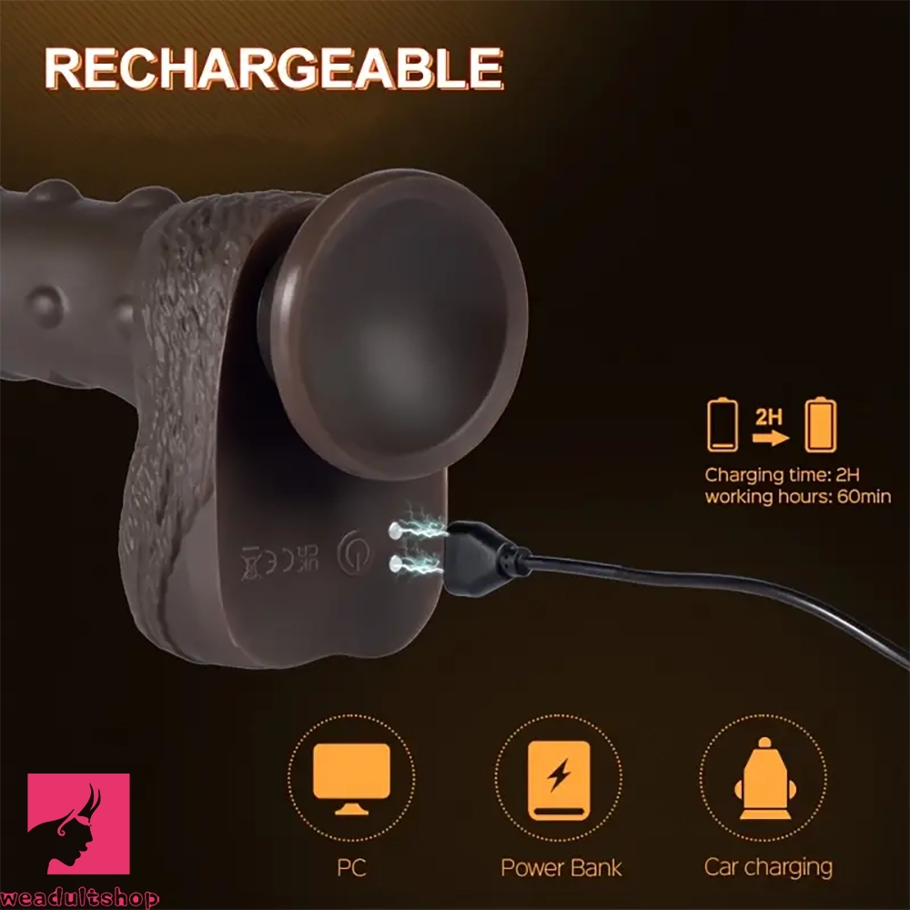 8.66in Realistic Silicone Spiked Thrusting Vibrating Dildo For Clit Hands-Free