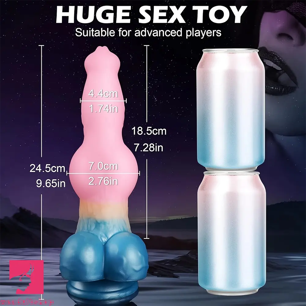 9.65in Monster Dog Knot Large Animal Wolf Silicone Soft Dildo For G-Spot