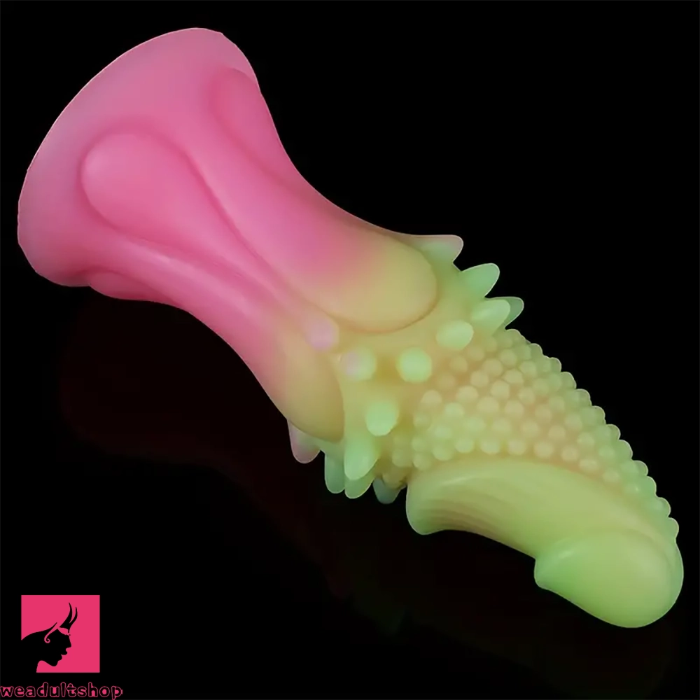 8.66in Silicone Spiked Fantasy Dildo Colorful Gradients Wearable Anal Plug