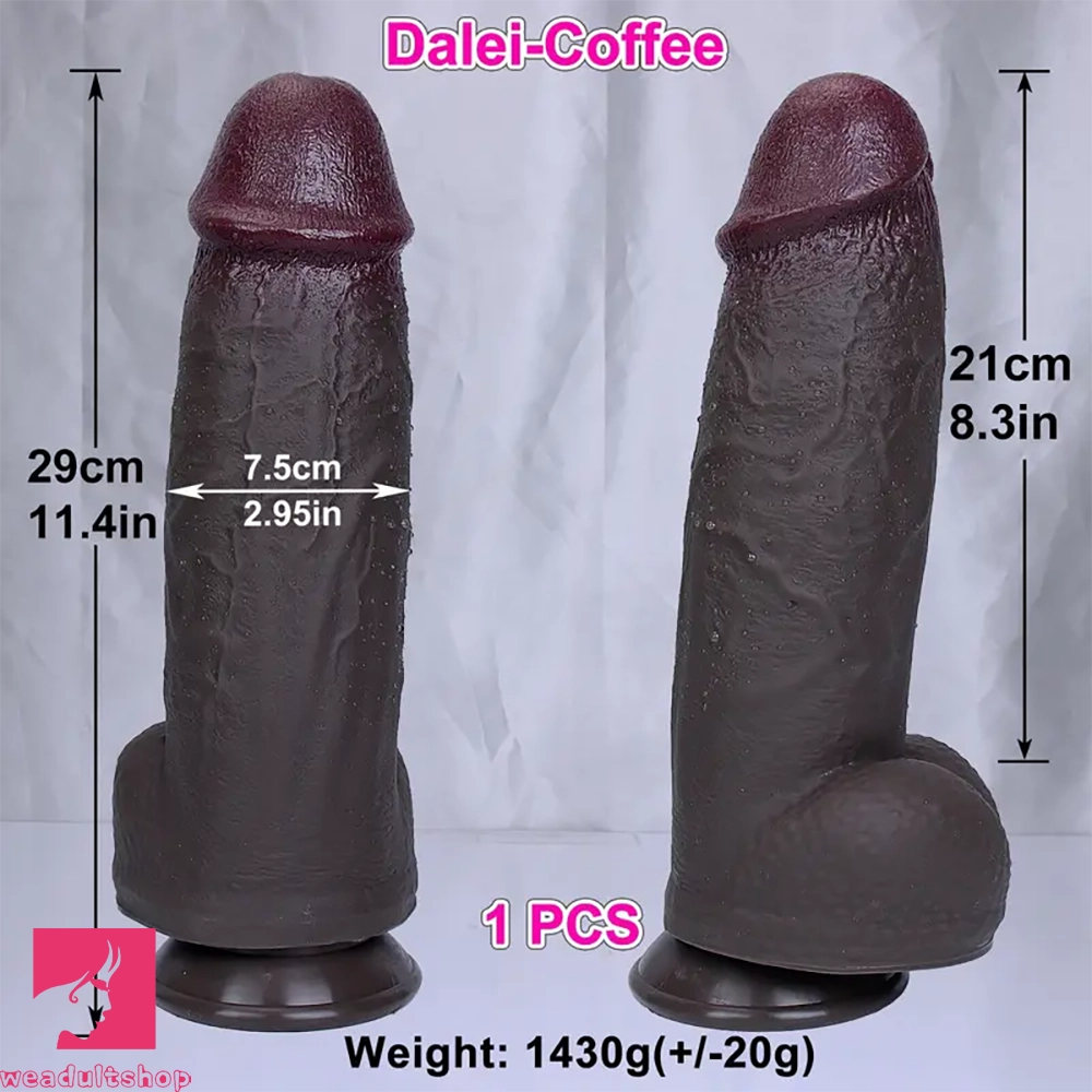 11.4in 12.6in Huge Ebony Silicone Dildo Realistic Thick Prostate Lifelike Skin
