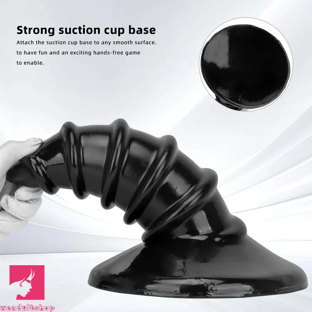 9.05in 11.22in Black Oversized Screw Giant PVC Penis Anal Plug Fat Dildo