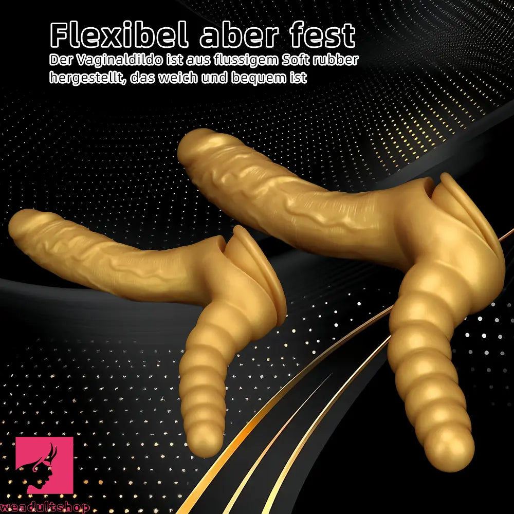 7.87in 10.43in Large Silicone Double-ended Dildo Soft Clit Masturbator