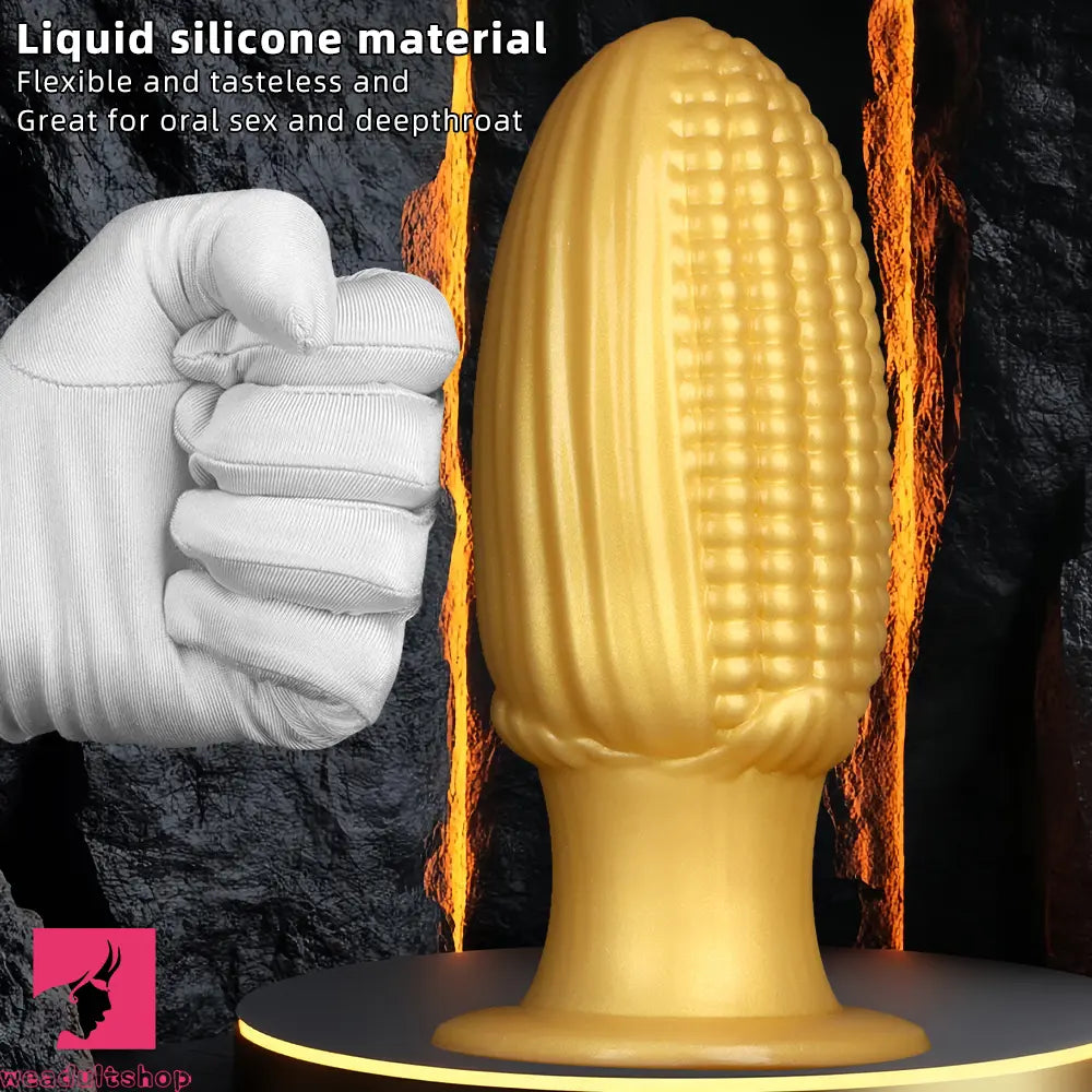 5.9in 6.7in 8.07in Liquid Silicone Thread Granules Soft Corn Gold Cock Dildo