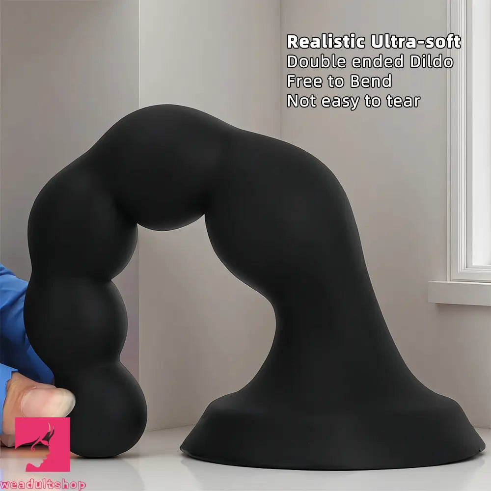 6.69in 8.66in 10.23in Black Silicone Soft Large Anal Plug Cock Dildo