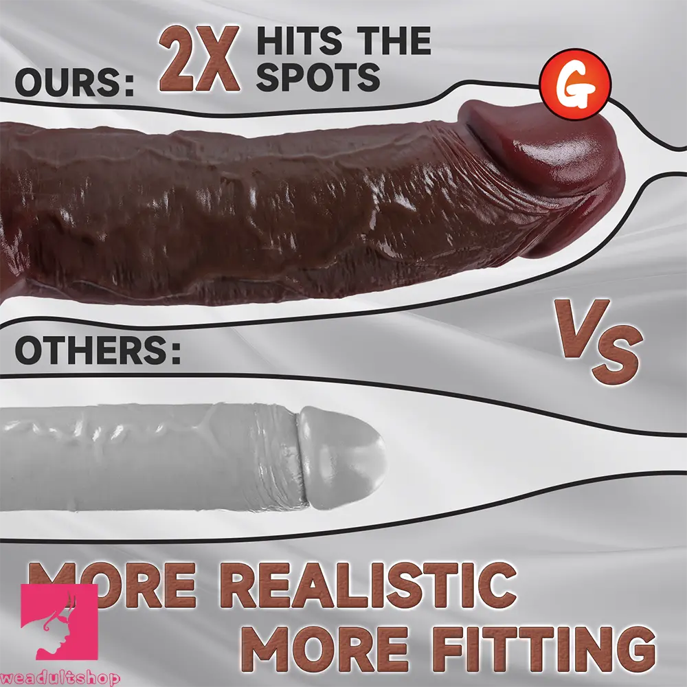 8.27in Moveable Skin Squirting Ebony Silicone Soft Big Dildo For Couples