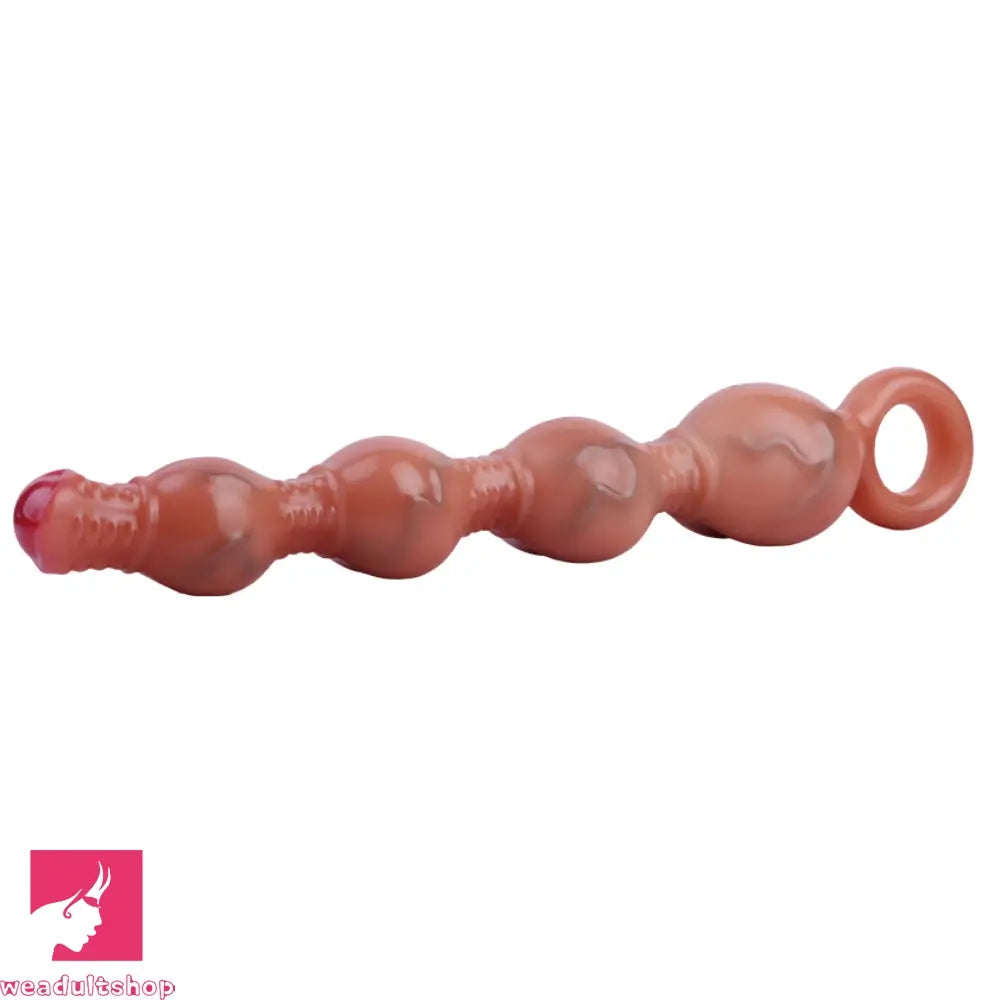 10.5in Big Vibrating Silicone Soft Pulling Beads G Spot Dildo With 3 Motors