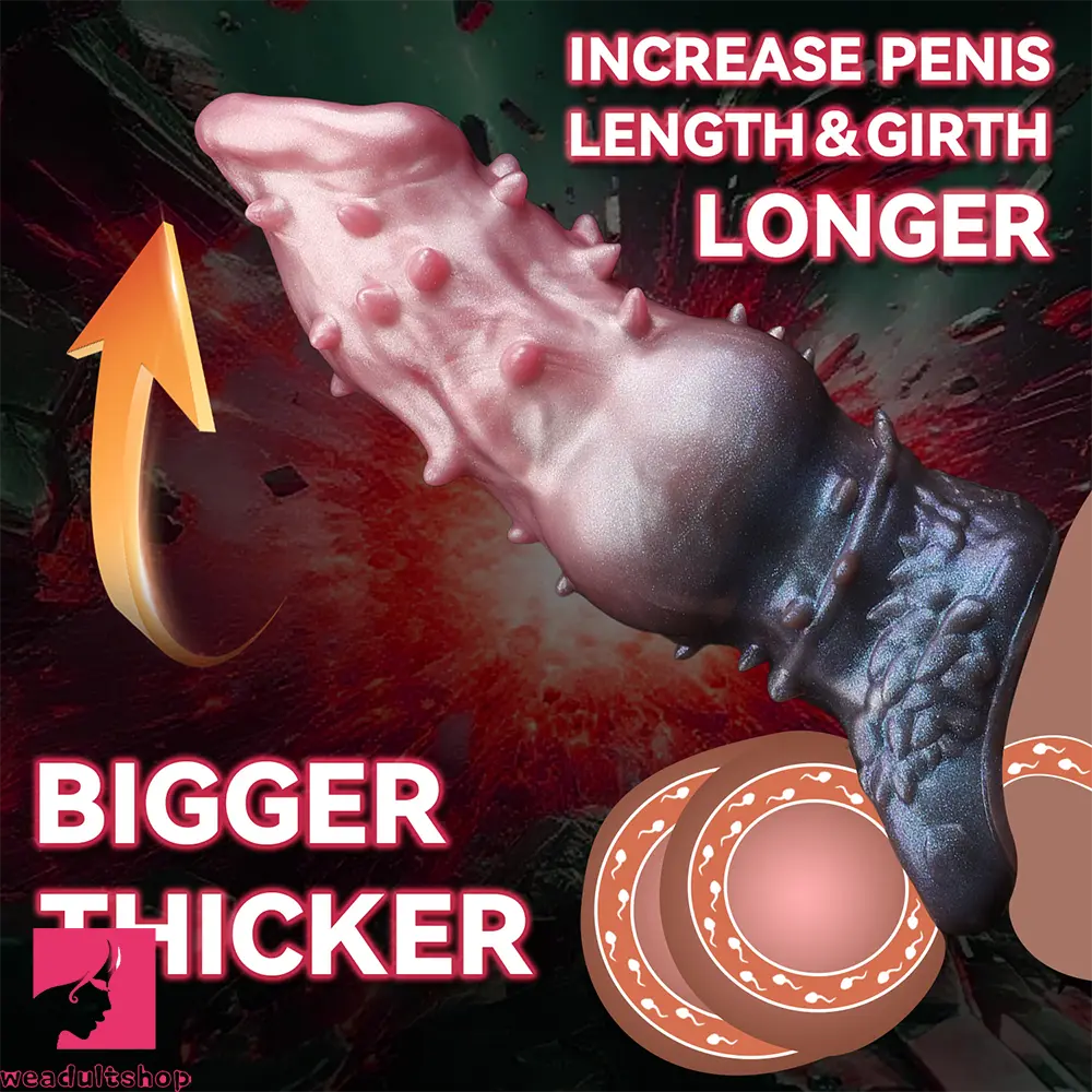 7.48in Spiked Fantasy Penis Sleeve With Cock Ring Dildo For Intimation