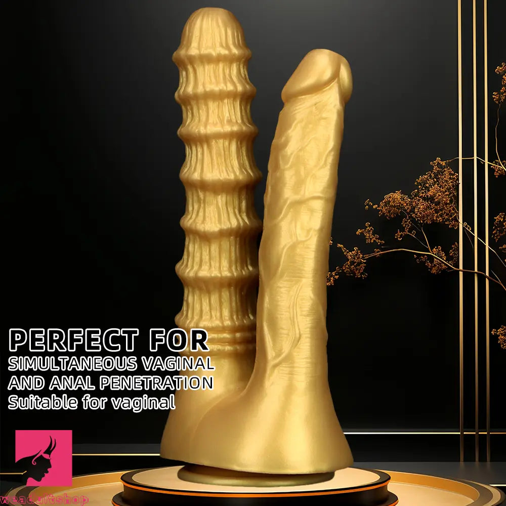 10.82in Big Silicone Soft Gold Double-headed Dildo For Female Lesbian Sex