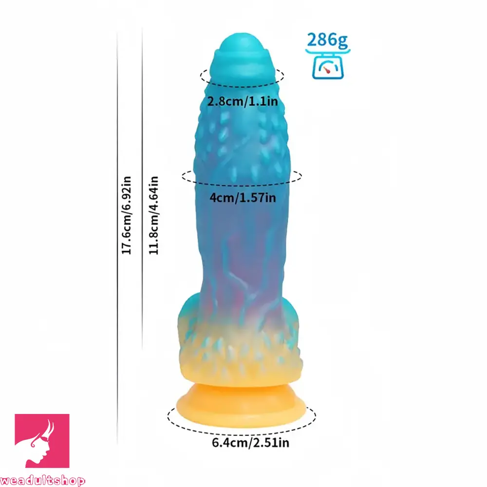 6.92in Glow-in-the-Dark Realistic Silicone Soft Uncut Color Dildo