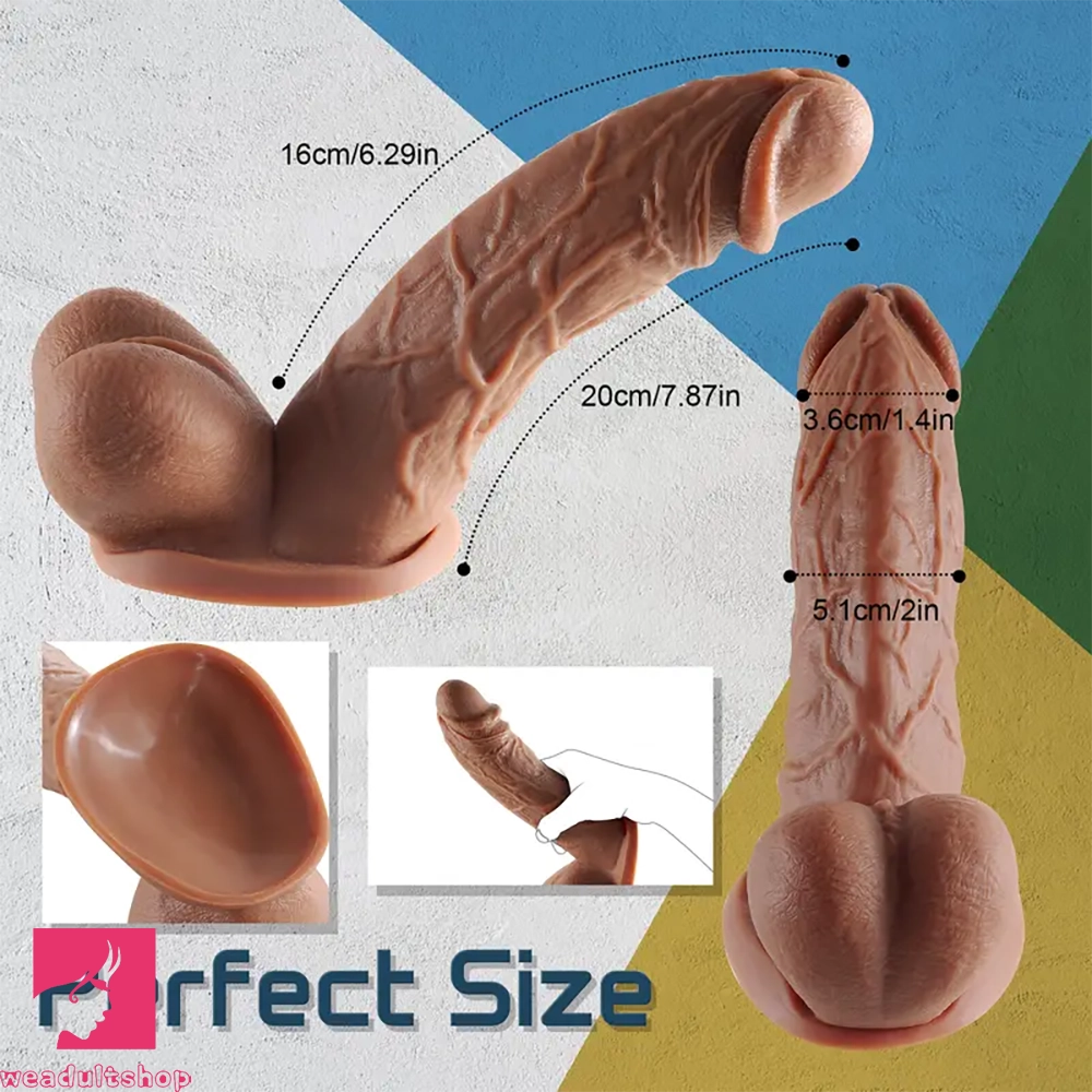 7.87in Silicone Soft Dildo With Big Glans Realistic Suction Cup Cock Dildo