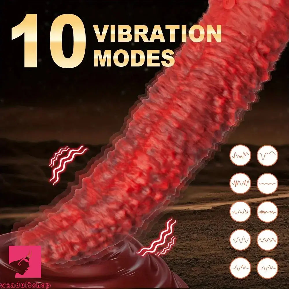 9.45in Monster Soft Odd Silicone G-Spot 10 Vibrating 3 Thrust Modes Dildo