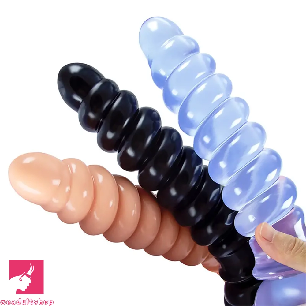 9in Anal Dildo With Thread Twists Flexible Spiral Anal Plug Clit Dilator