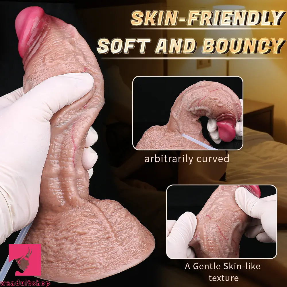 7.16in Double Density Silicone Soft Ejaculating Dildo For Suction Cup Cock