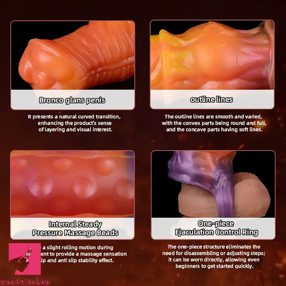 7.59in Warhorse Cock Fire Vein Gradient Tone Cock Dildo Sleeve Love Toy
